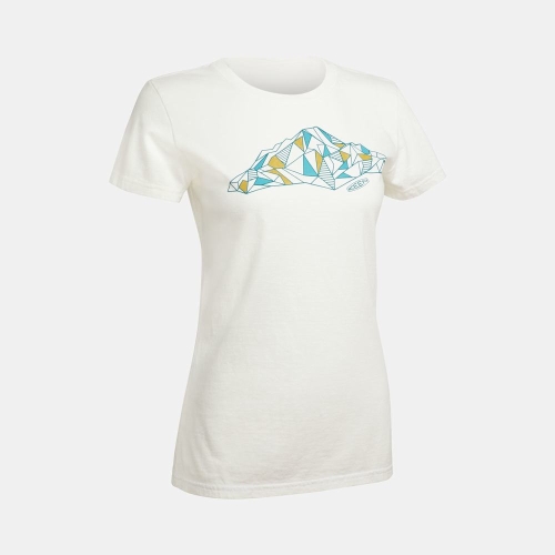 Keen Vêtements En Ligne | T-Shirts Keen Faceted Mountain Femme Blanche (FRD189470)
